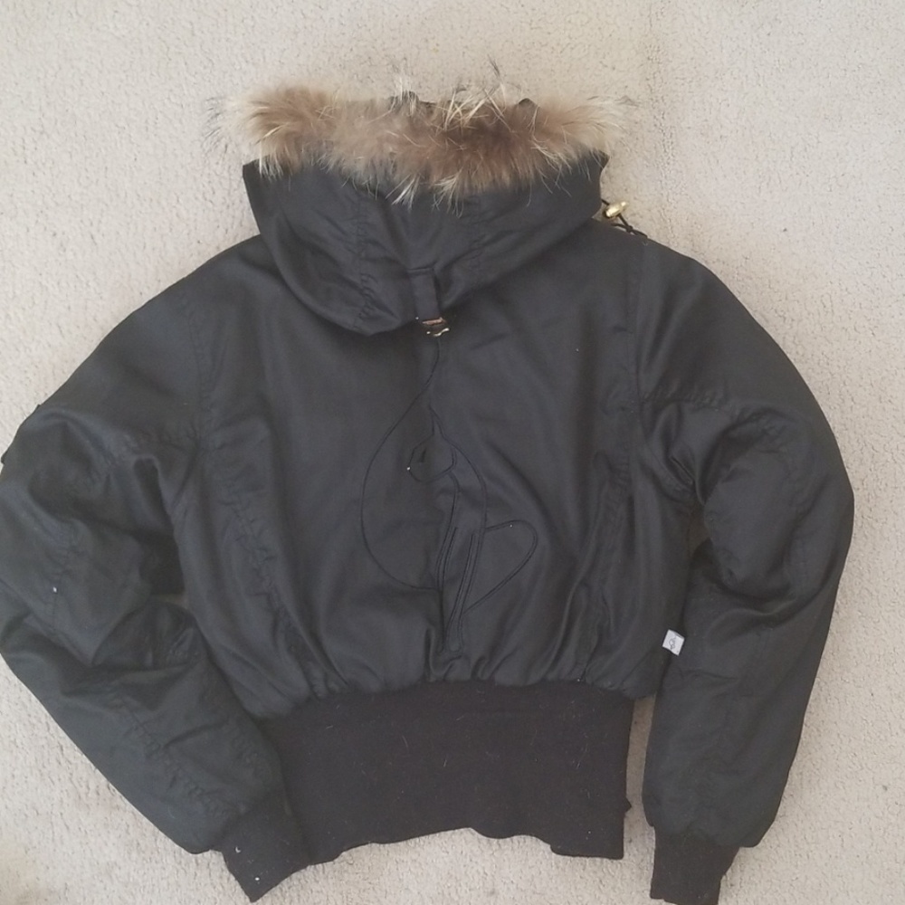 BABY PHAT Black Faux Fur Down Feather Coat